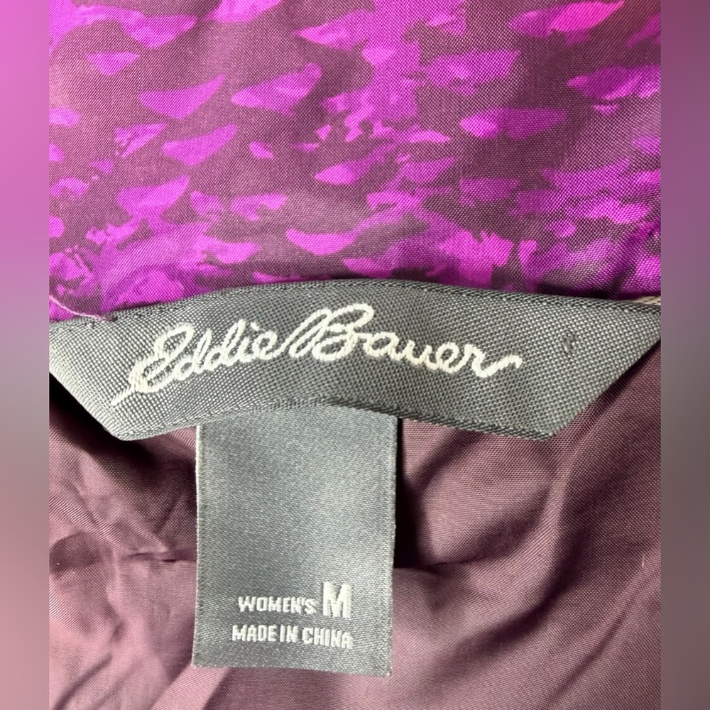 Eddie Bauer EB700 Down Puffer Vest | Purple Ditsy Print - Size Medium | Like New - Picture 5 of 6